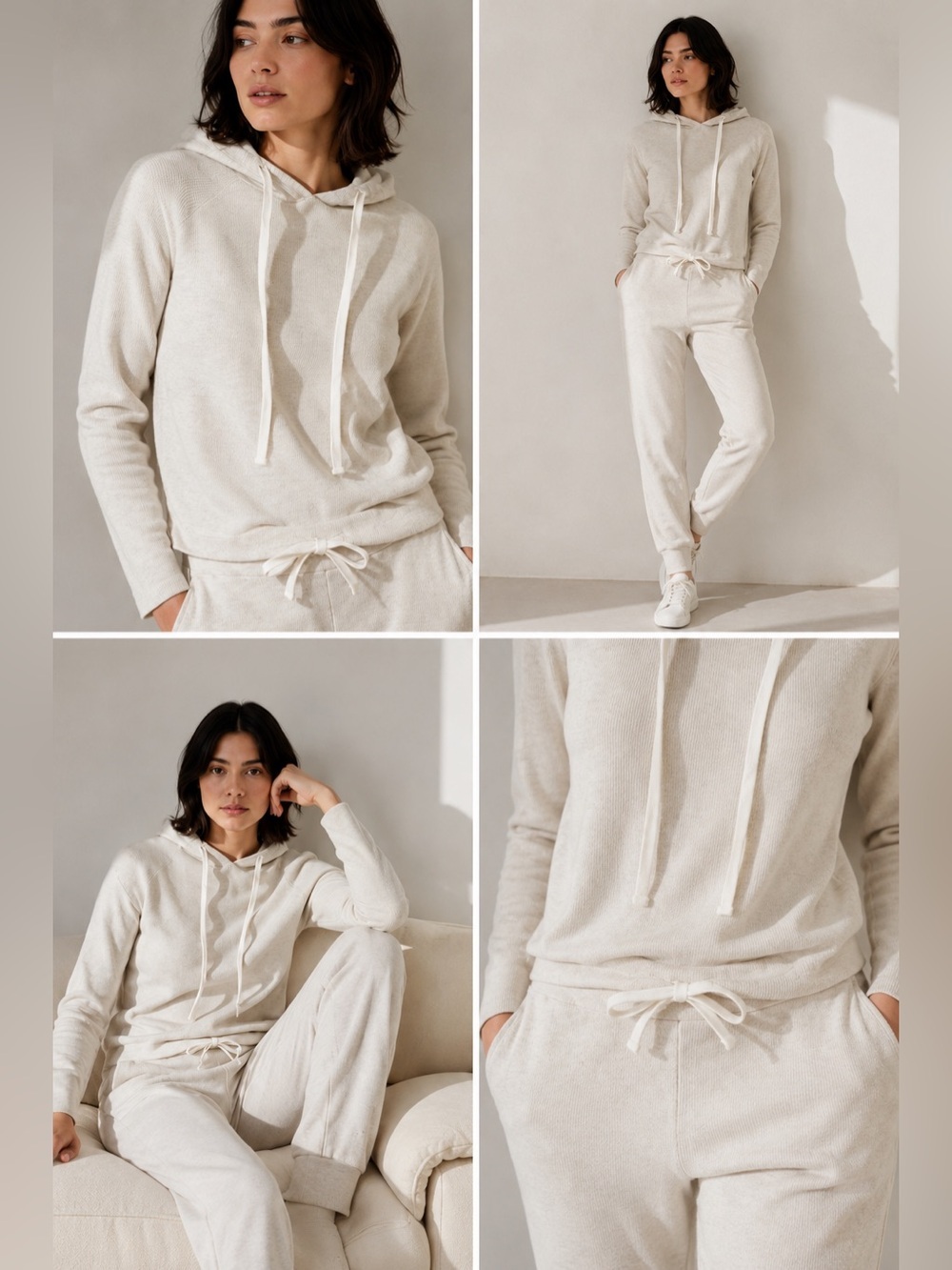 Monrow Brushed Thermal Hoodie Women’s Pullover Ash NWT XS S